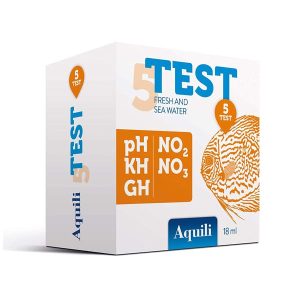 Aquili Test 5 en 1 : pH, Kh, Gh, No2 et No3 en gouttes