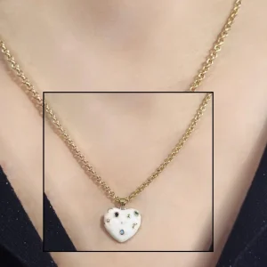 COLLIER COEUR Moucheté Inoxydable