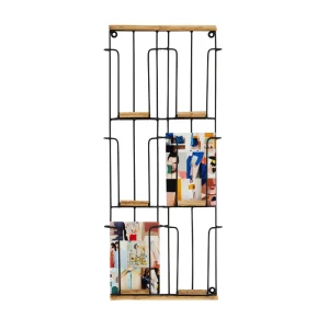 Porte-carte mural – présentoir à cartes postales en métal noir et bois – Twicy Store