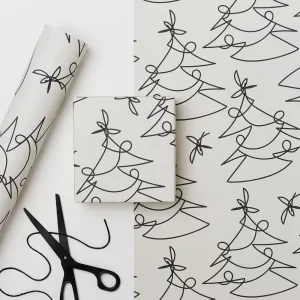 Feuille de papier cadeau « Sapin », Papier cadeau de Noël, 2 coloris disponibles – Kinshipped