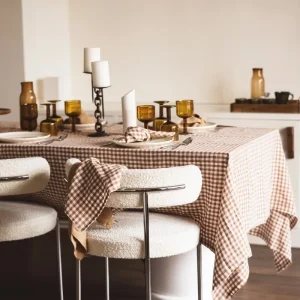 Nappe Vichy en lin lavé – 3 coloris