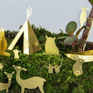 Décor « Mini Camping » pour plante en laiton doré